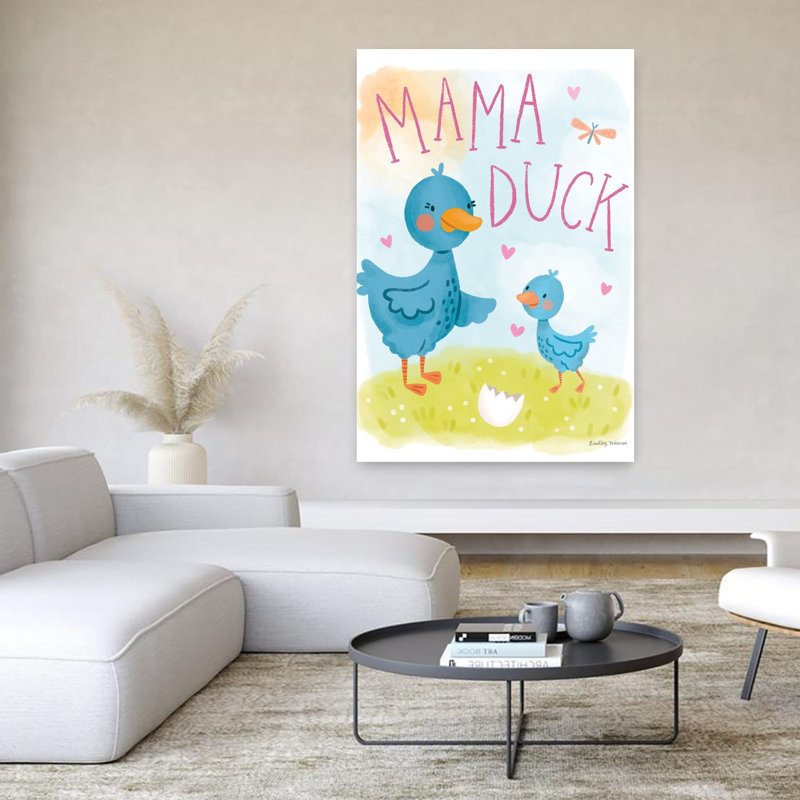 «Farm Family I Abstract Contemporary Duck Landscape Nature Art», H 60 po x l 40 po
