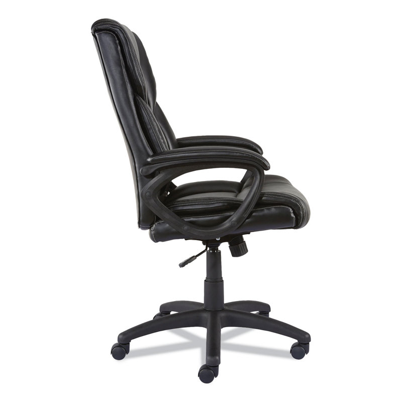 Black Faux Leather Mid-Back Task Chair with Fixed Arms