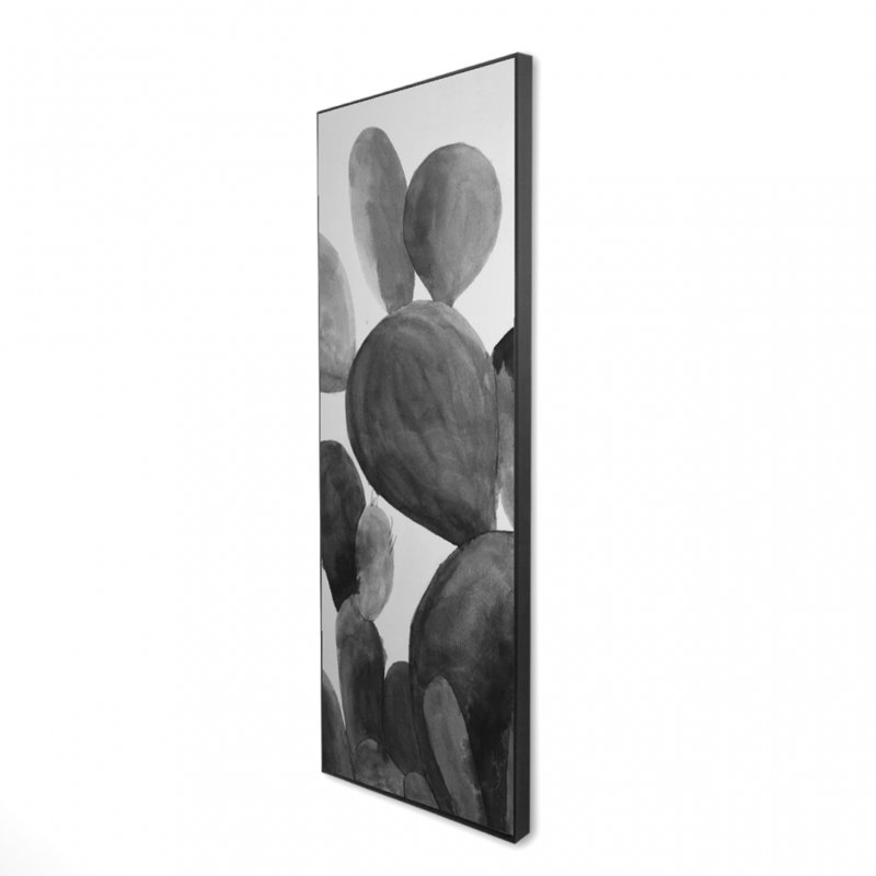 «Grayscale Paddle Cactus Plant» sur toile, H 48 po x l 16 po