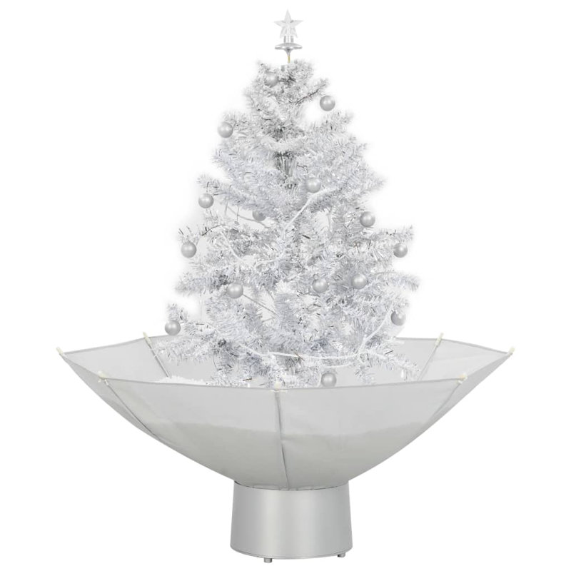 Snowing Christmas Tree Artificial Xmas Tree with Umbrella Base PVC, White