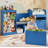 31.5''H Kids Bookcase, Toy Storage Organizer With Stuffed Animal Storage, Bench And Removable Cushions, Wooden Toddler Bookshelf With Movable Building Block Drawers, Blue-2046219144