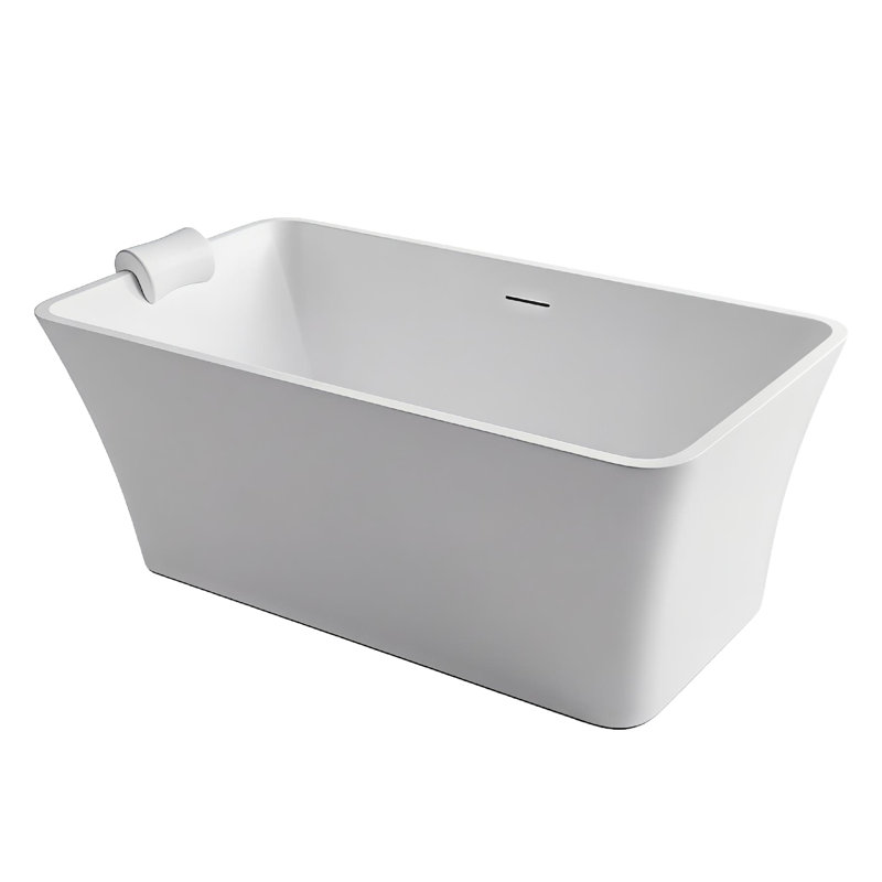 Baignoire de trempage autoportante avec drain central et drain 59 po. Trans Transile, Blanc