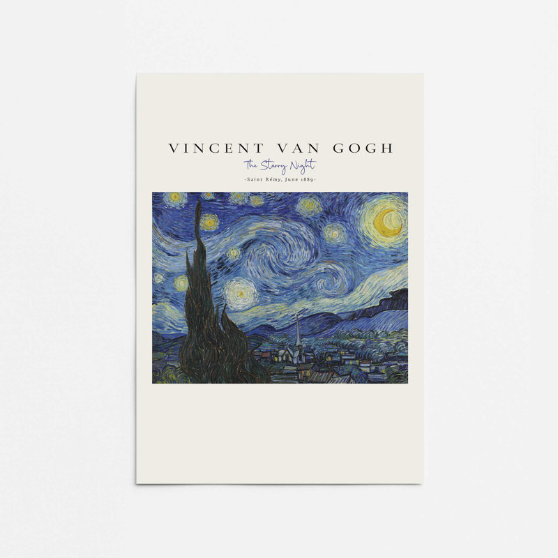 Van Gogh's The Starry Night v2, reproduction dans un cadre, H 14 po x l 11 po x P 0,1 po, Impression sans cadre