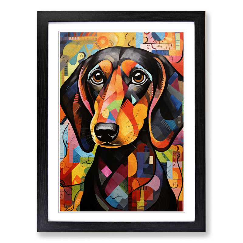 Dachshund Orphism Art - Framed Print, Black Framed, 34cm H x 25cm W x 2cm D