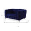 Causeuse en velours bleu et argent 72 po