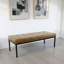 Banc Alp, structure en métal noir ouvert, similicuir touffeté brun 54 po