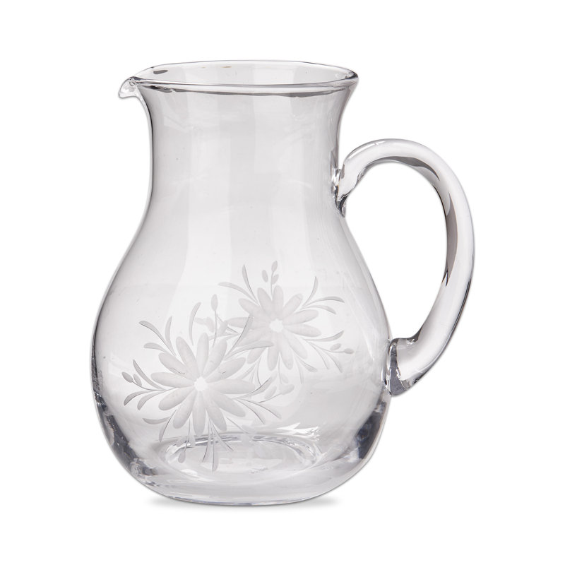 Fleur Etched Glass Pitcher