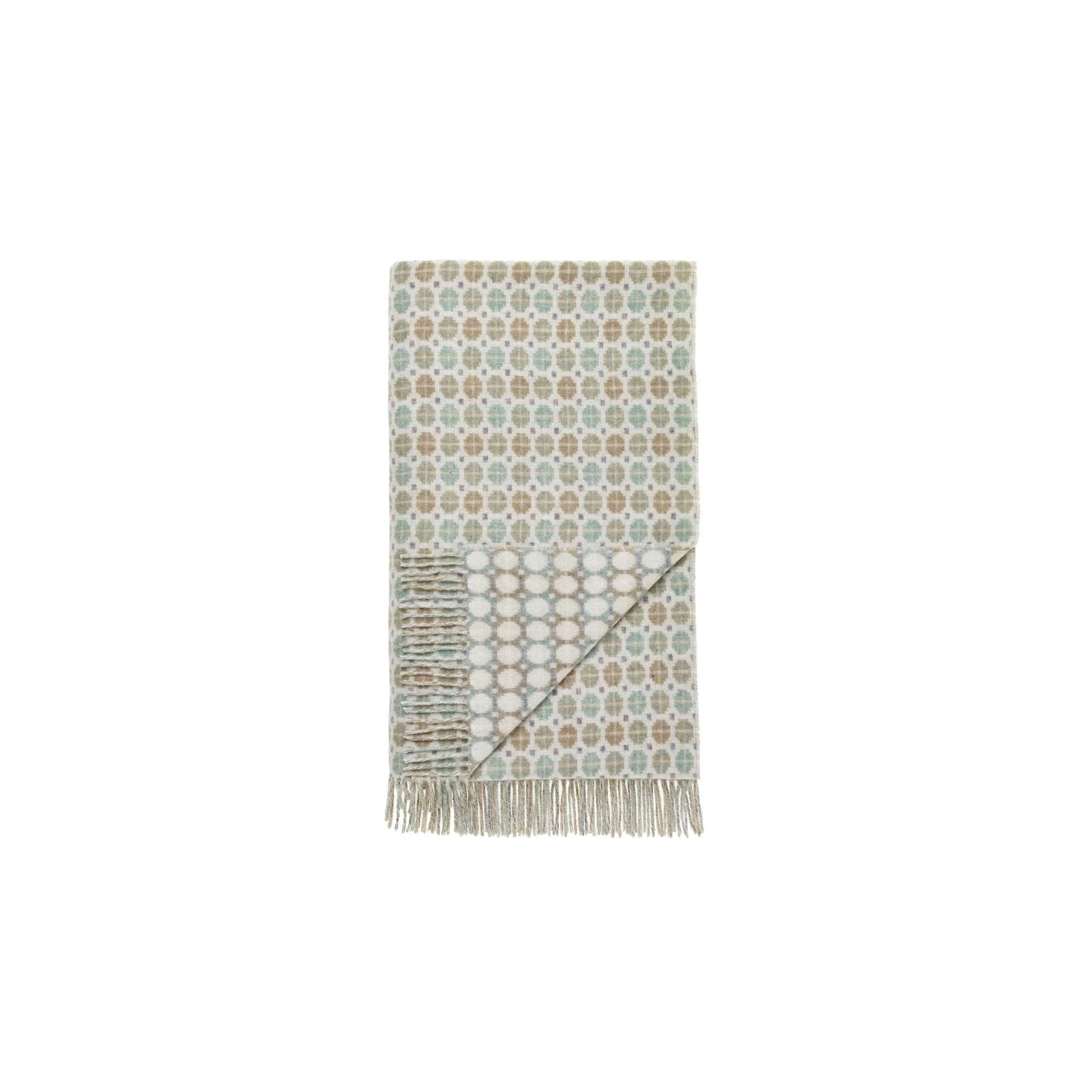 Merino Lambswool Throw/Blankets Hand Woven Blanket, Light Green Abstract