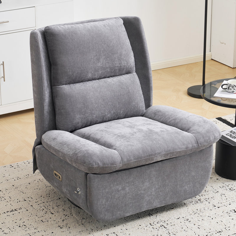 Power Recliner Chair For Adults With Phone Holder, Gray Chenille