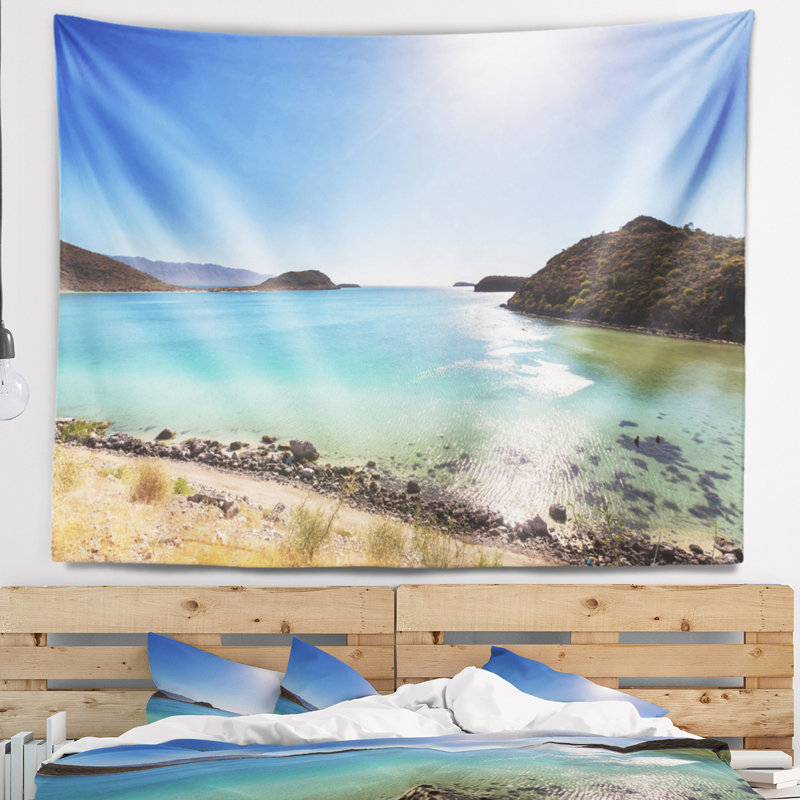 Tapisserie de plage blue shore blue basse california, H 78 po x l 92 po
