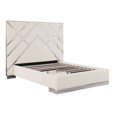 Speegle Fully Upholstered Platform Bed with Stainless Steel Accent