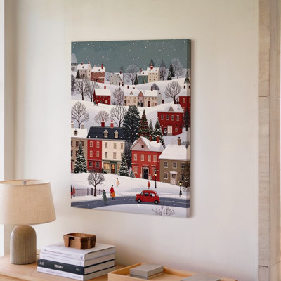 Cozy Graphic Winter Village Whimsical Snowy Town Scene Some Towns Feel Wall Art Canvas Ready To Hang Gallery Wrapped Home Decor Decor