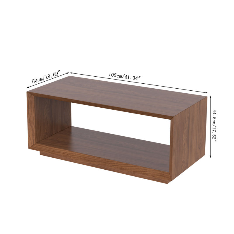 Table basse rectangulaire avec rangement pour le salon, petits espaces, Noyer