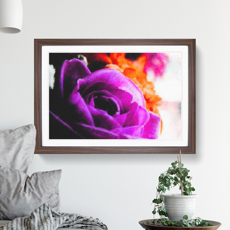 Purple Rose Flower Vol.5 - Framed Print, 27cm H x 36cm W x 2cm D, Walnut Framed