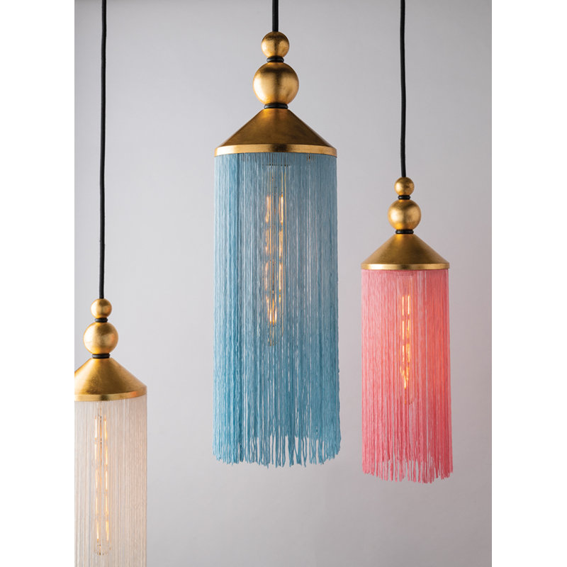 Luminaire suspendu cylindrique à 1 lumière Scarlett, Feuille d'or / Blanc
