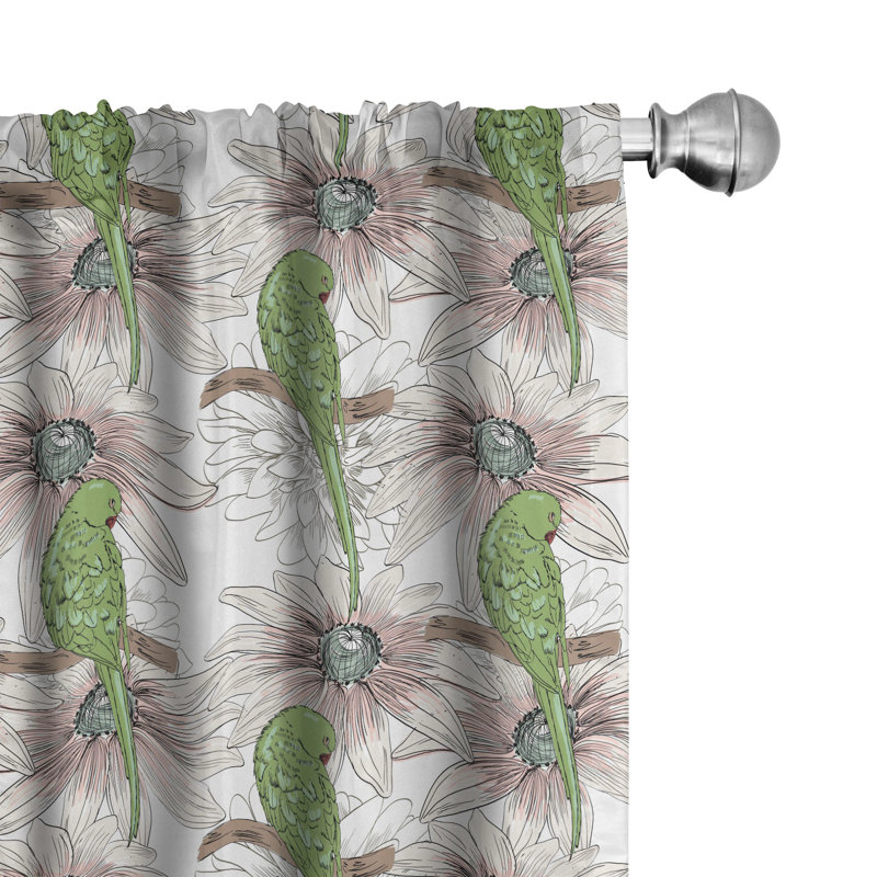 Bird Semi-Sheer Rod Pocket Curtain Panels, 28" x 84"