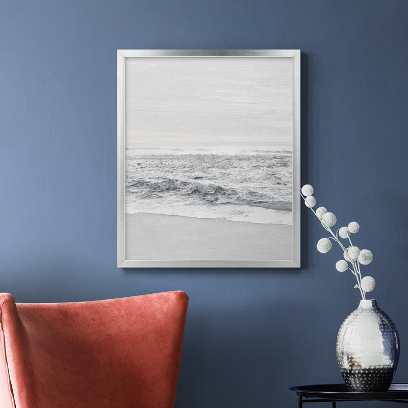Toile encadrée de qualité supérieure Gentle Tides II - prête à être accrochée, Argent, H 20 po x l 16 po