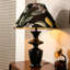 Petite lampe de table moderne en bois massif noir et métal avec abat-jour en lin pour le salon de la chambre à coucher, ampoule incluse