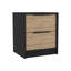 Nightstand Cervants, Two Drawers, Metal Handle, Black Wengue / Pine Finish-784084278