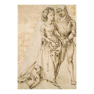 Lovers (plume et encre brune sur papier blanc) par Albrecht Dürer - Estampe numérique