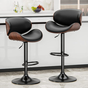 Jaquela Adjustable Height Swivel Bar Stools Modern PU Leather Counter Stool with Back and Footrest (1 chair only)