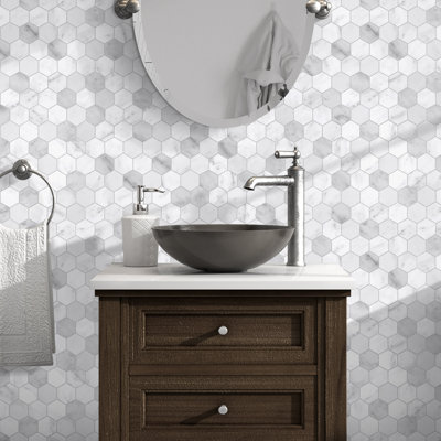 Carreau de mosaïque murale auto-adhésif en pierre 11,3 po x 11,4 po