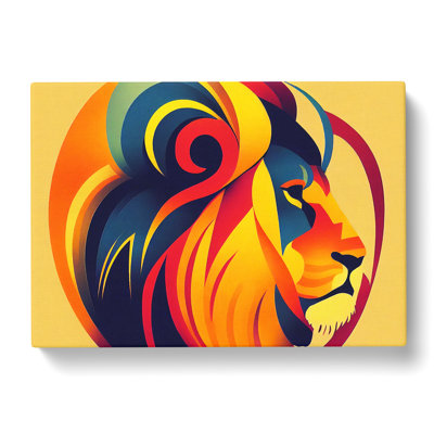 Lion Art Deco Style Abstract - Wrapped Canvas