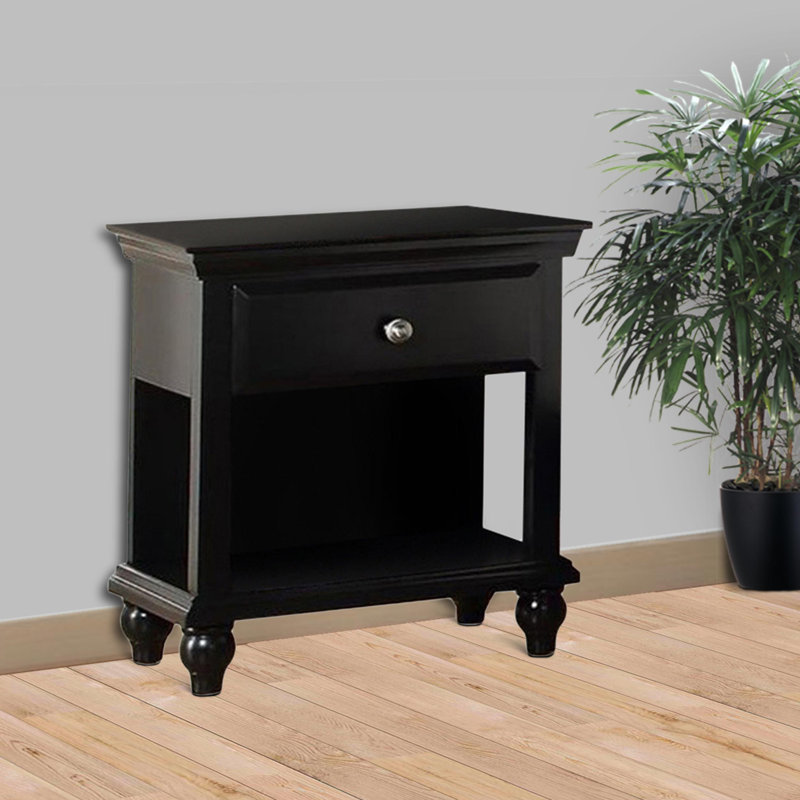 Broncho 24'' W Wood Nightstand, Black