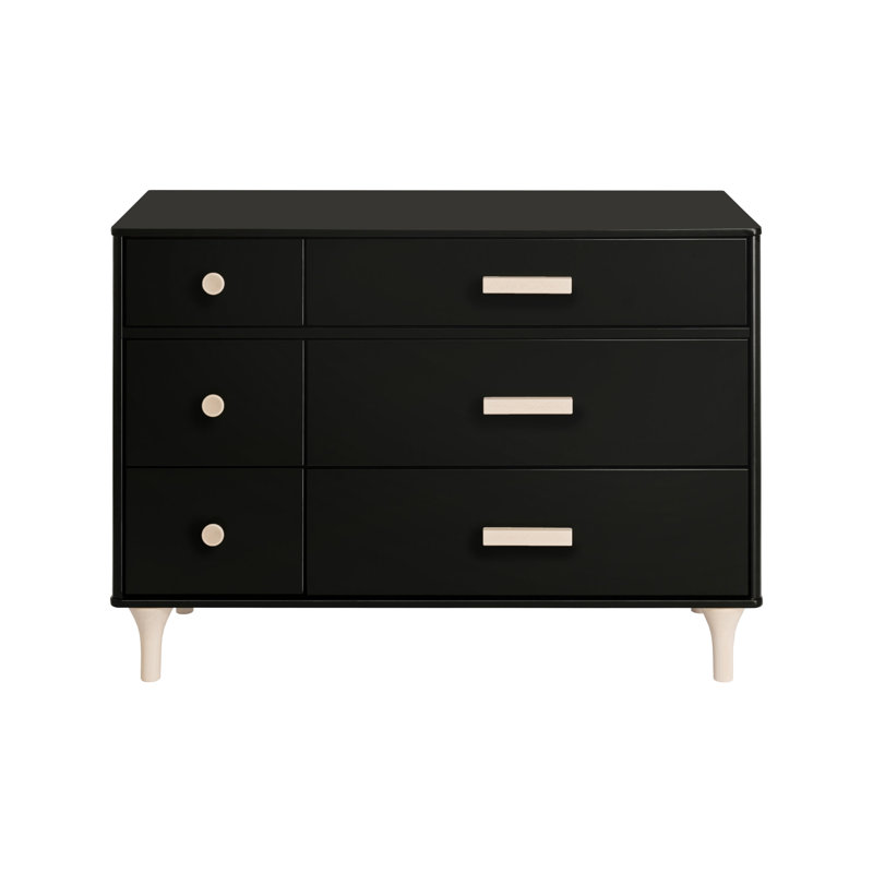 Lolly 6-Drawer Assembled Double Dresser, Black/Washed Natural
