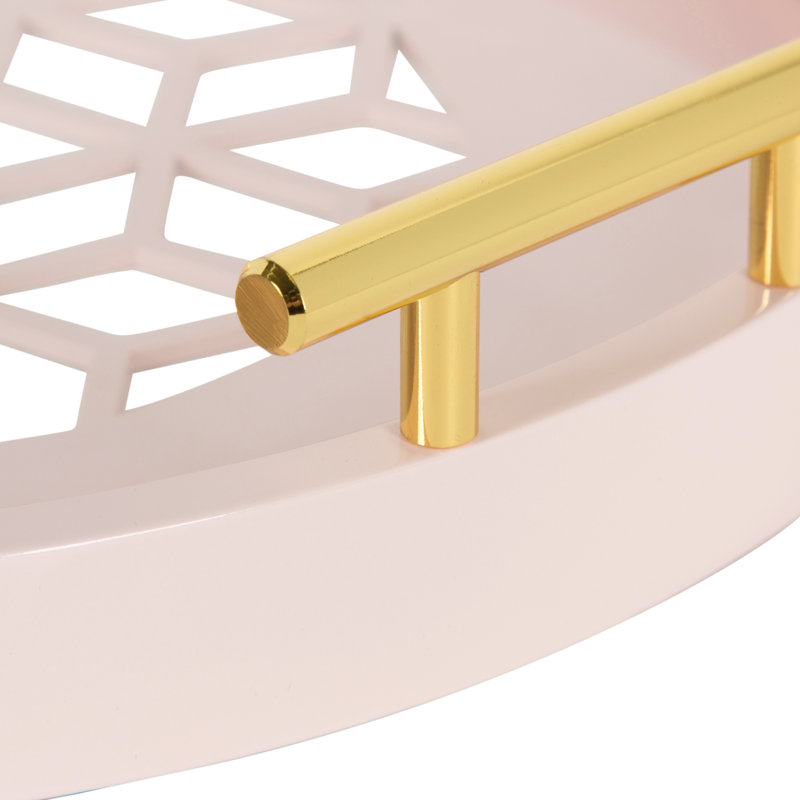 Magalia Wood Tray, Pink, Gold