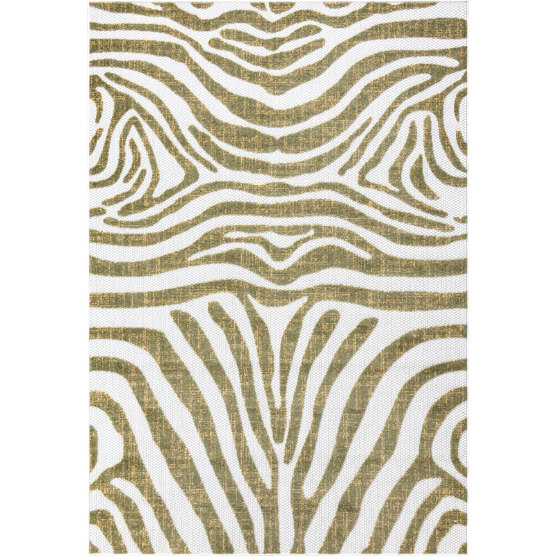 Tapis en polypropylène à imprimé animal Haidon - vert / gris, Rectangle 4 pi x 6 pi
