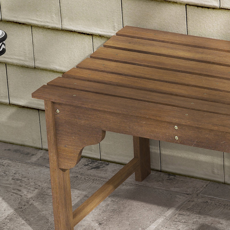 Banc de jardin en bois Outsunny, banc de parc extérieur avec siège à lattes, banc de véranda sans dossier