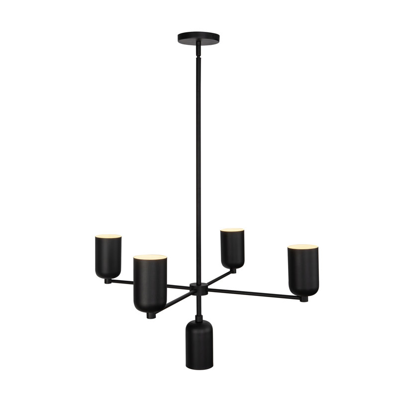 Lustre à 5 lumières Nola, Noir mat, Métal noir mat