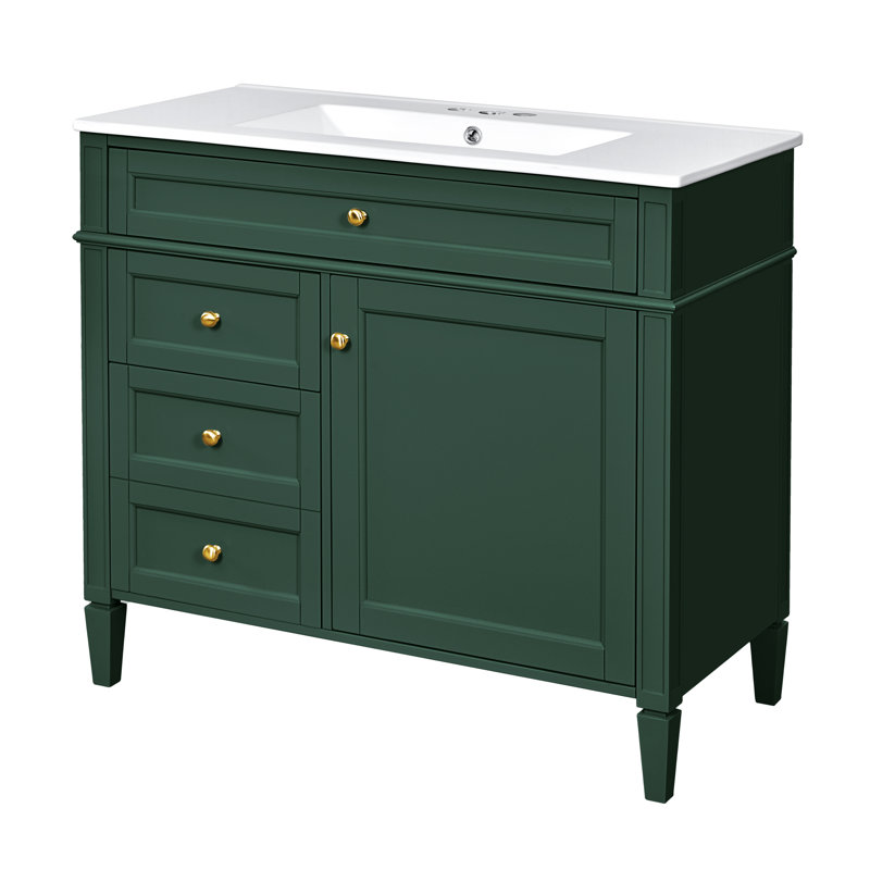 Meuble-lavabo 36 po avec lavabo supérieur, Vert