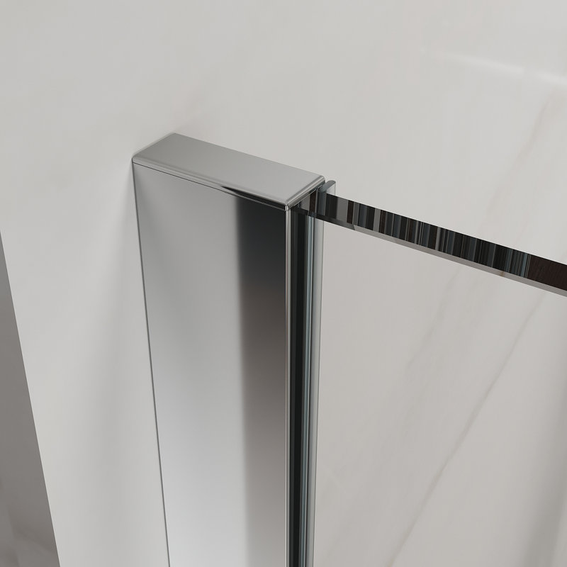 Semi-Frosted Shower Enclosure with Stainless Steel Bar, Silver
