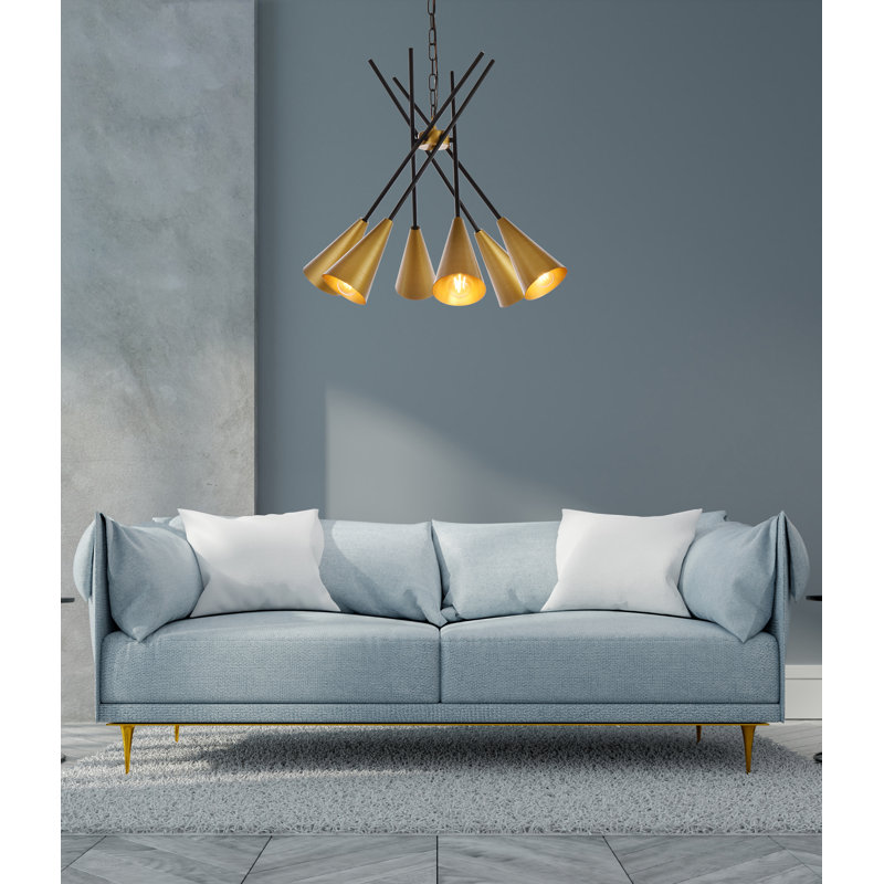 Lustre sphérique unique à 6 lumières Giambattista, Noir / laiton