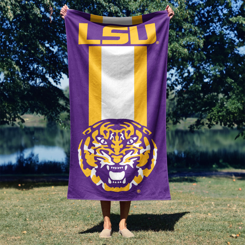 NCAA Psychedelic Beach Towel, Soft Vibrant College Pool Towel, 30 x 60 Inches, LSU Tigers