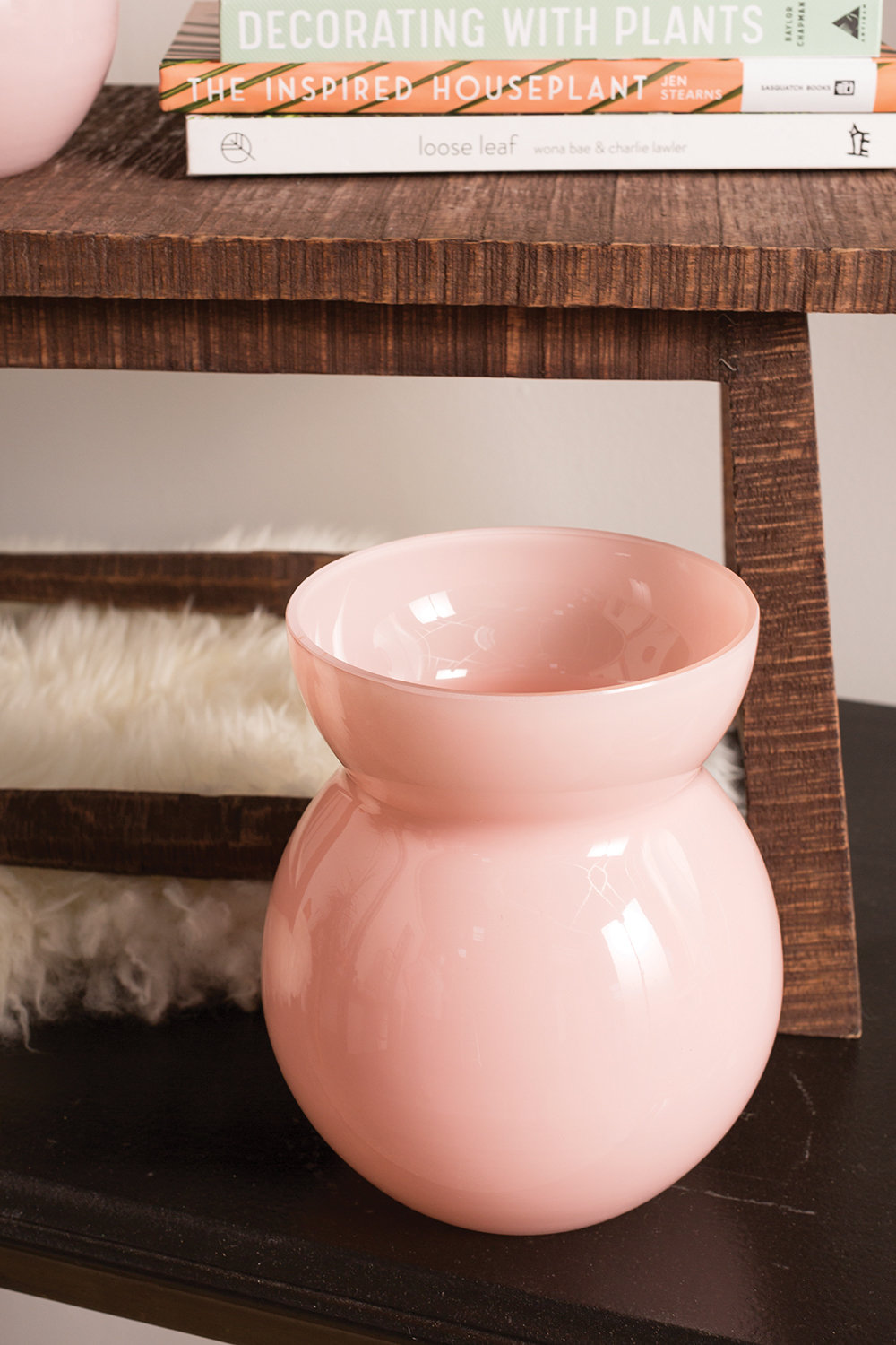 Dewey Handmade Glass Table Vase, Light Pink, 8" H x 6.75" W x 6.75" D