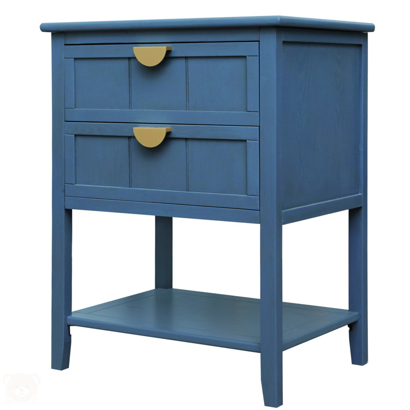 Table d'appoint 2 tiroirs, Bleu