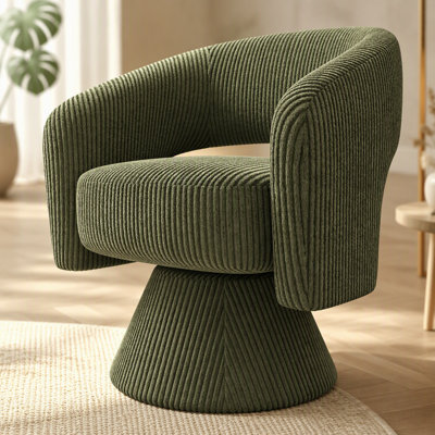 Fauteuil d'appoint pivotant, chaise de salon rembourrée moderne avec rembourrage épais pour la lecture, vert