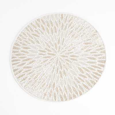 Handmade Beaded Design 15-inch Round Placemat, 1-piece