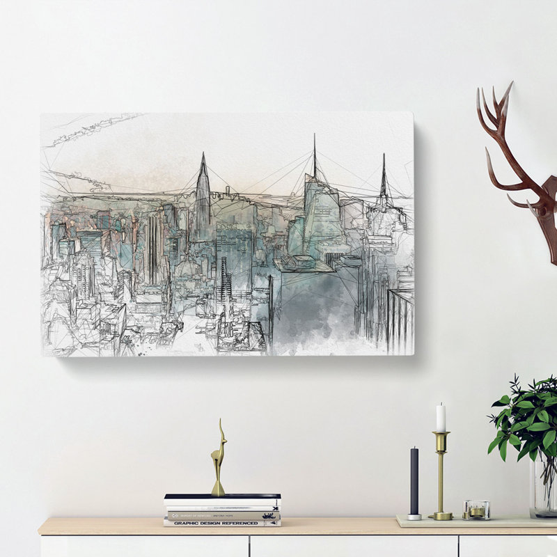 Manhattan Skyline In New York - Wrapped Canvas, 35cm H x 50cm W x 3cm D