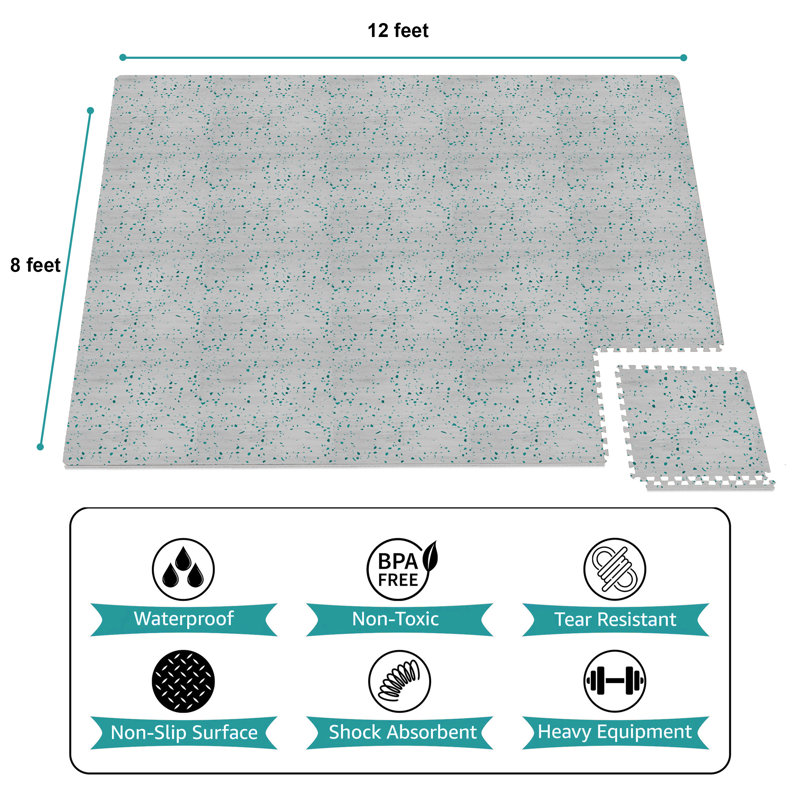Carreaux de sol en mousse de grain de bois imperméable Sorbus, 24 tuiles, 96 pieds carrés, emboîtable, terrazzo clair