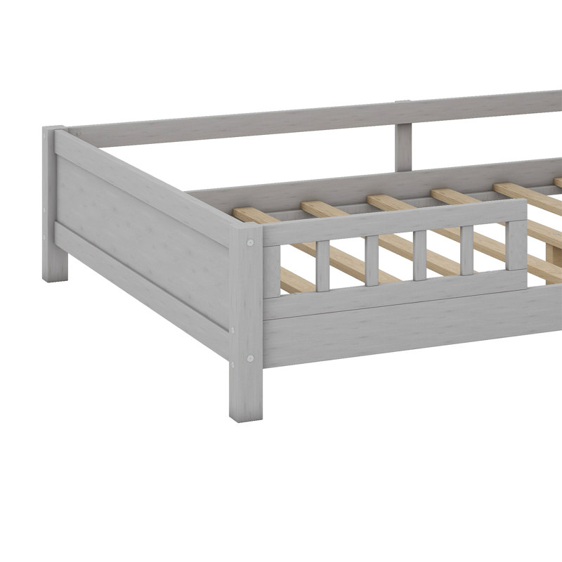 Lit plateforme en bois avec lumière DEL intégrée, tête de lit Breighlyn, Gris