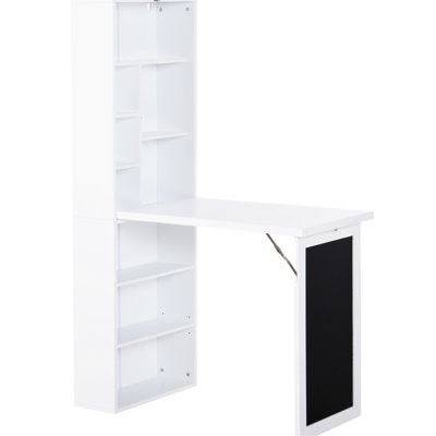 Bureau de bureau mural pliable avec tableau noir et tablette latérale pliable