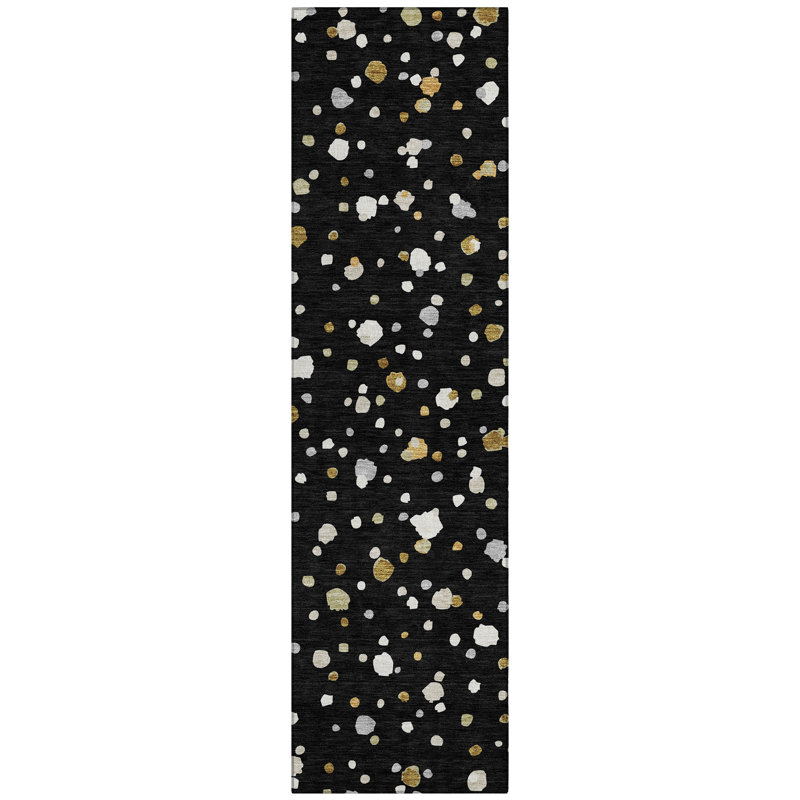 Machine Washable Indoor/Outdoor Chantille ACN2518 Geometric Rug, Runner 2'3" x 7'6", Black