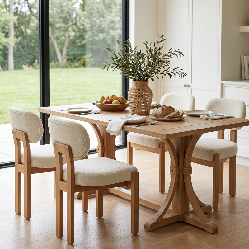 Ensemble de salle à manger 5 pièces Modern, 5 Pieces: Table, 4 Chairs, Beige