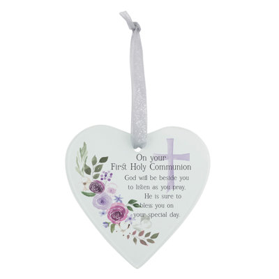 Ornement en verre cœur 1ère communion