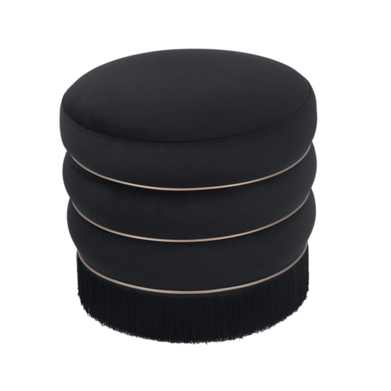 Velvet Ottoman, Black Velvet