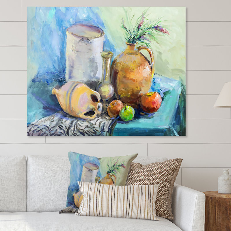 Fleurs et fruits impressionnisme II - décoration murale en toile de ferme, H 8 po x l 12 po x P 1 po, Toile tendue